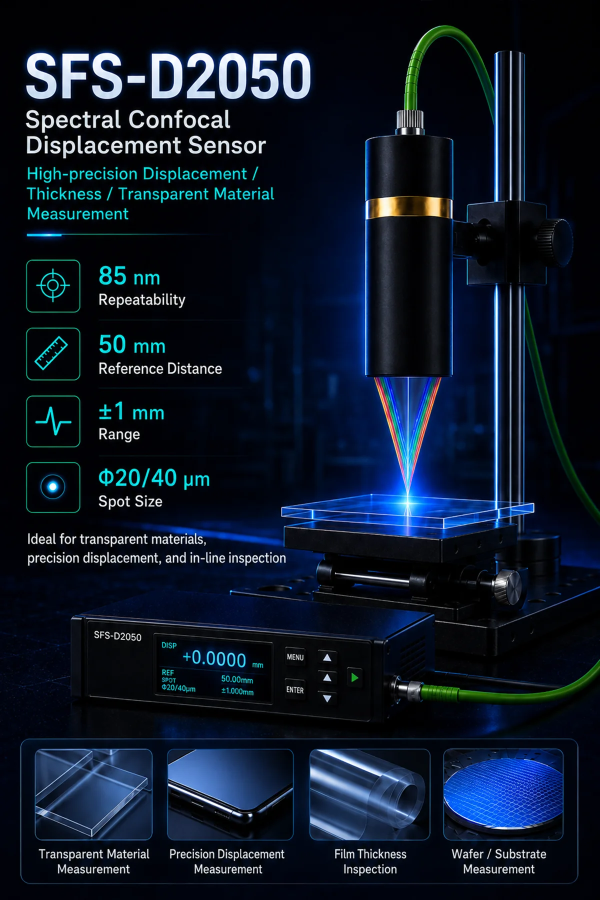 Confocal displacement sensor industrial applications