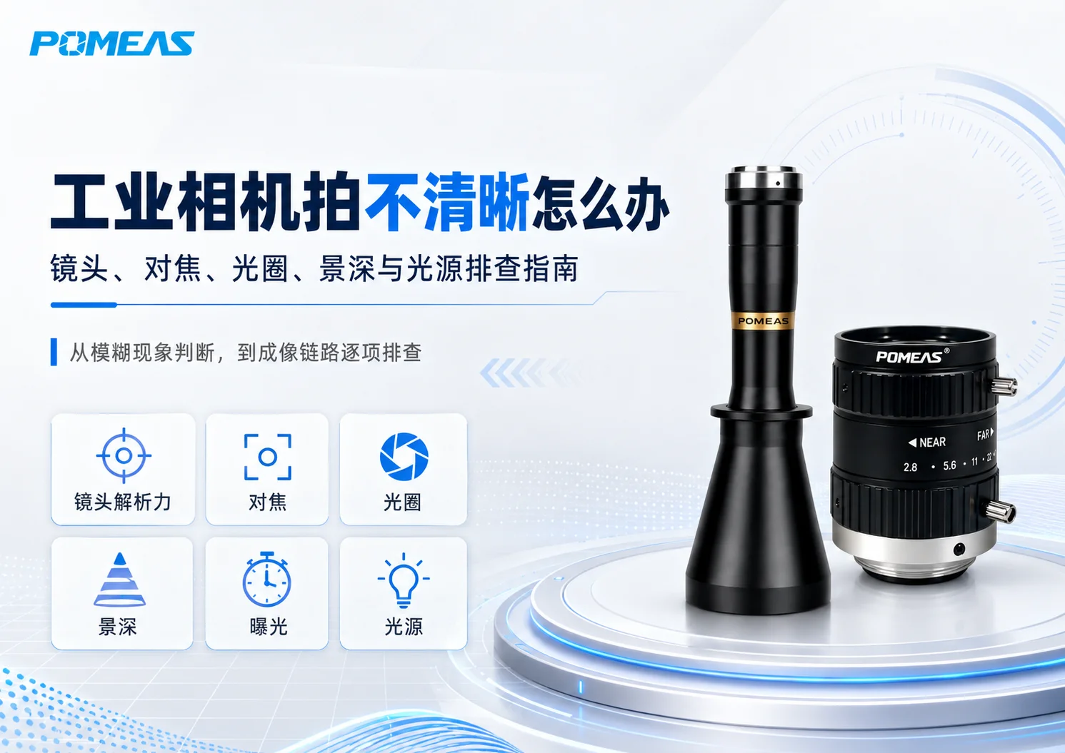 工业相机拍不清晰排查指南,涵盖镜头解析力、对焦、光圈、景深、曝光和光源