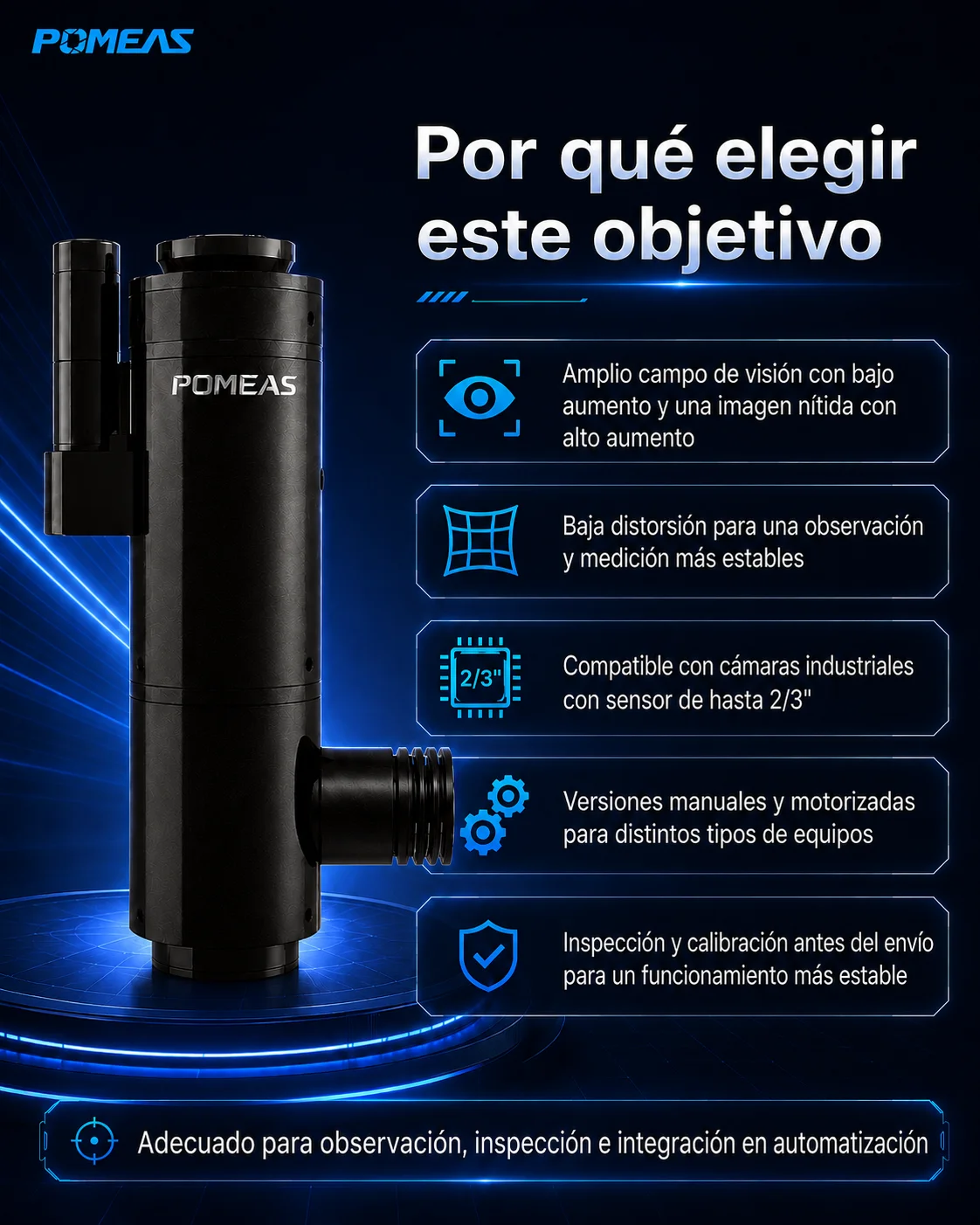 Lente zoom 0,55X a 7,6X con iluminaci&oacute;n coaxial