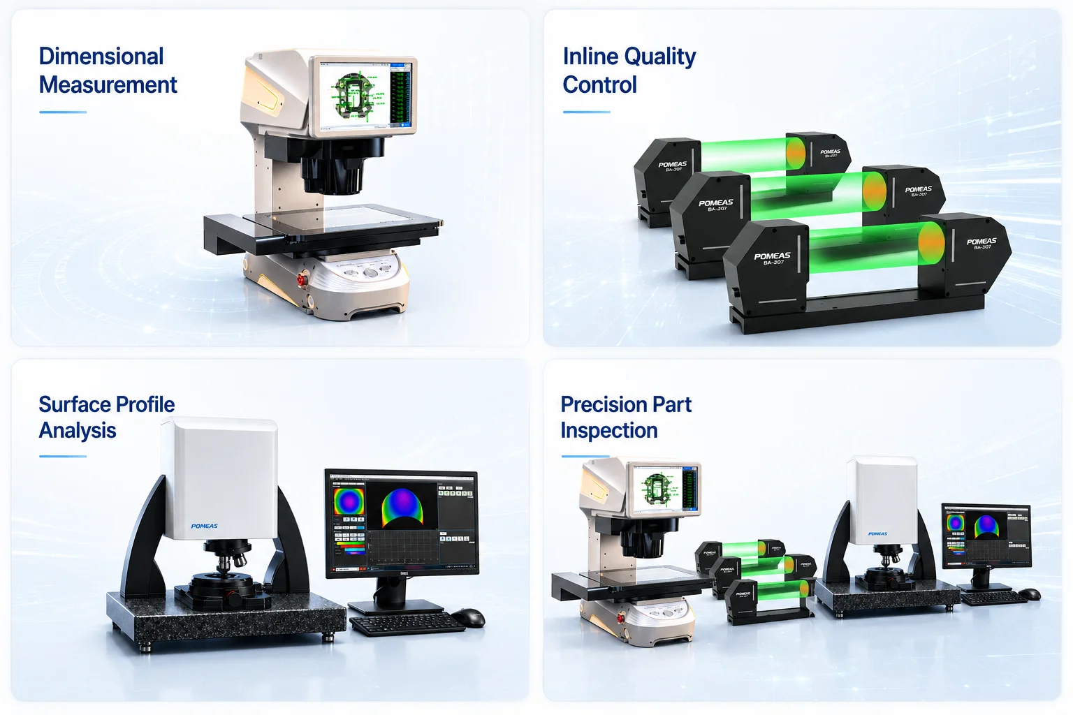 POMEAS industrial measurement applications for dimensional measurement inline quality control surface profile analysis and precision part inspection