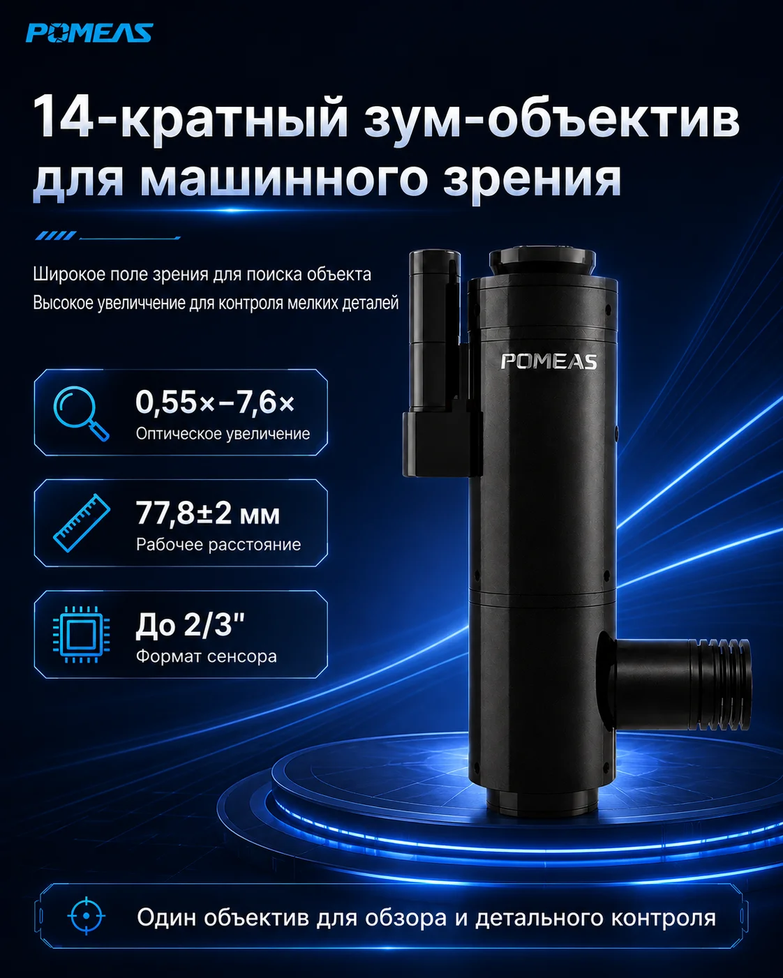 Моторизованный зум-объектив POMEAS LZL-12104-D1 Моторизованный зум-объектив 12,5× для машинного зрения