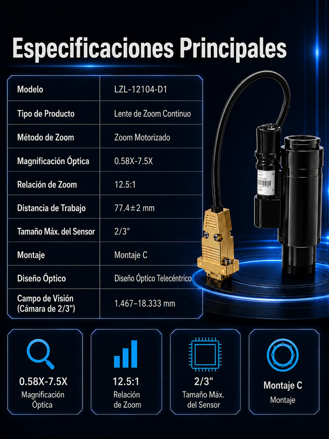 Detalle del lente zoom PMS-LZL-12100D15 - imagen 3