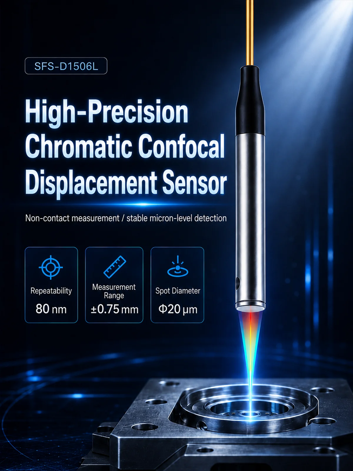 80nm Chromatic Confocal Displacement Sensor