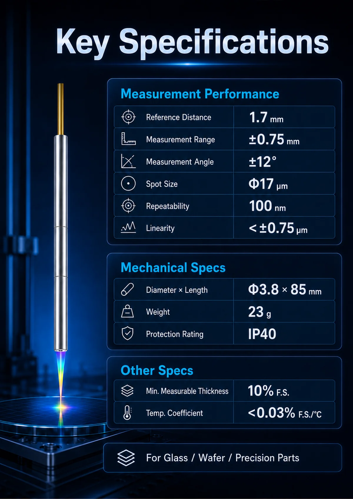 Compact confocal sensor probe for non-contact measurement