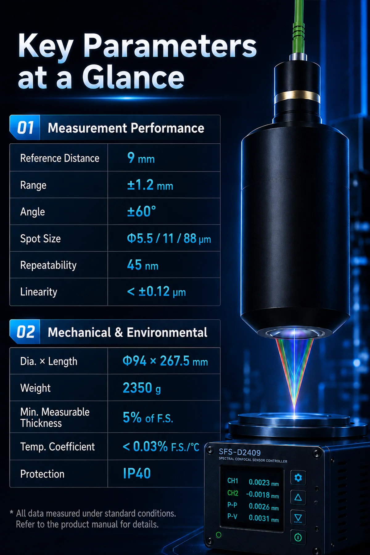 Non-contact chromatic confocal measurement