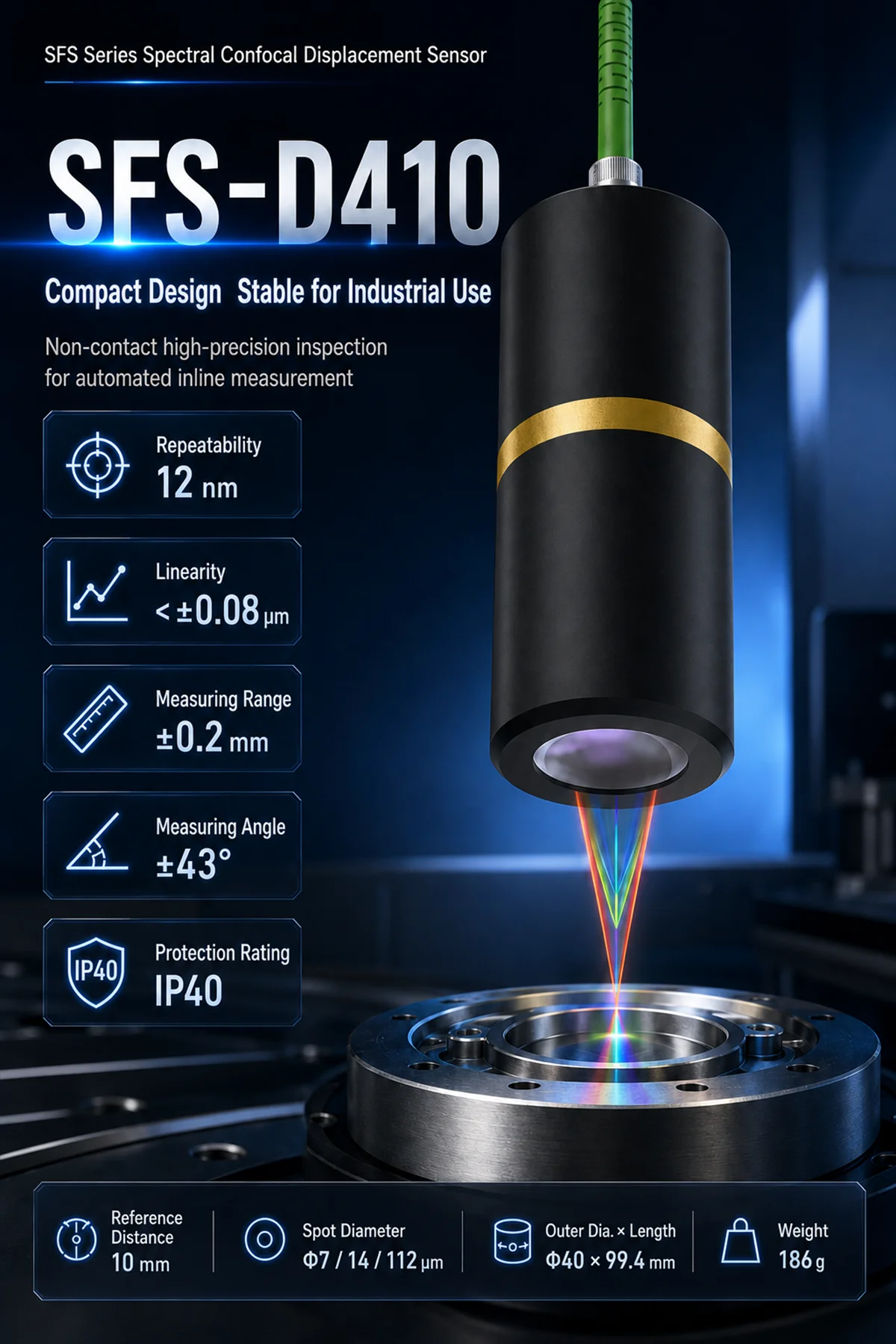 High Precision Confocal Displacement Sensor for Inspection