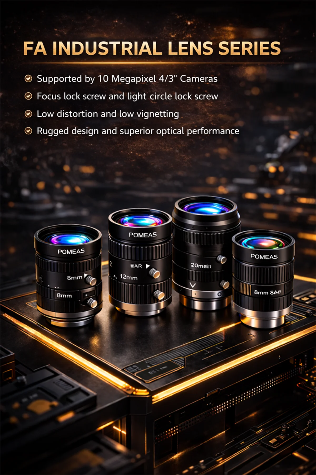 16mm 2/3-Inch 10MP VIS-NIR C-Mount Lens | POMEAS