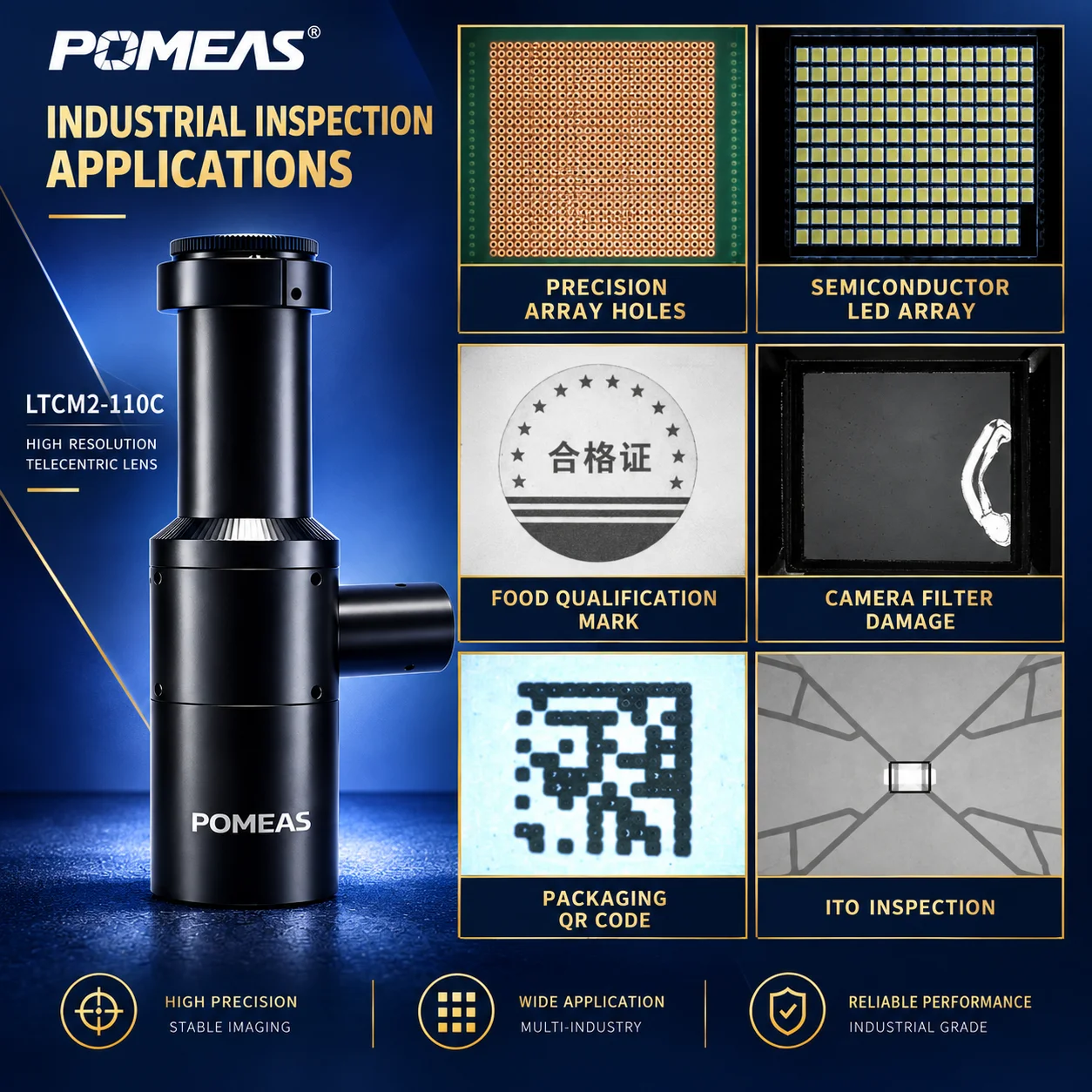 Machine vision applications for the LTCM2-110C telecentric lens