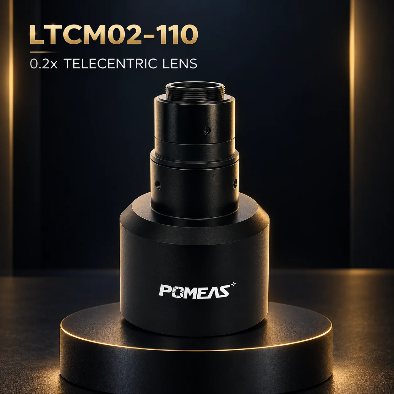 POMEAS LTCM02-110 Telecentric Lens 0.2X 110mm POMEAS LTCM02-110 0.2X high resolution telecentric lens with 110mm working distance for machine vision precision inspection