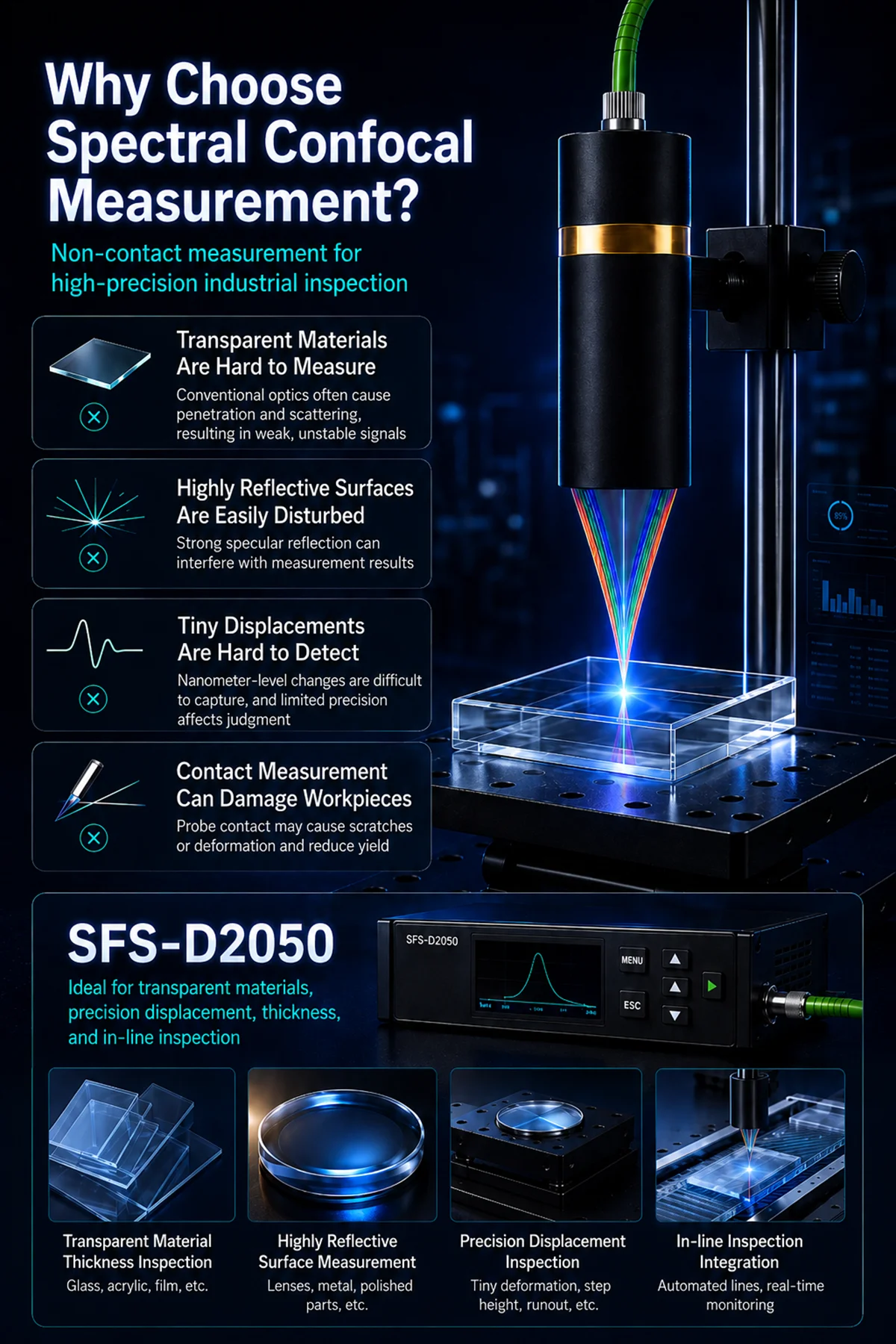 Compact confocal sensor installation