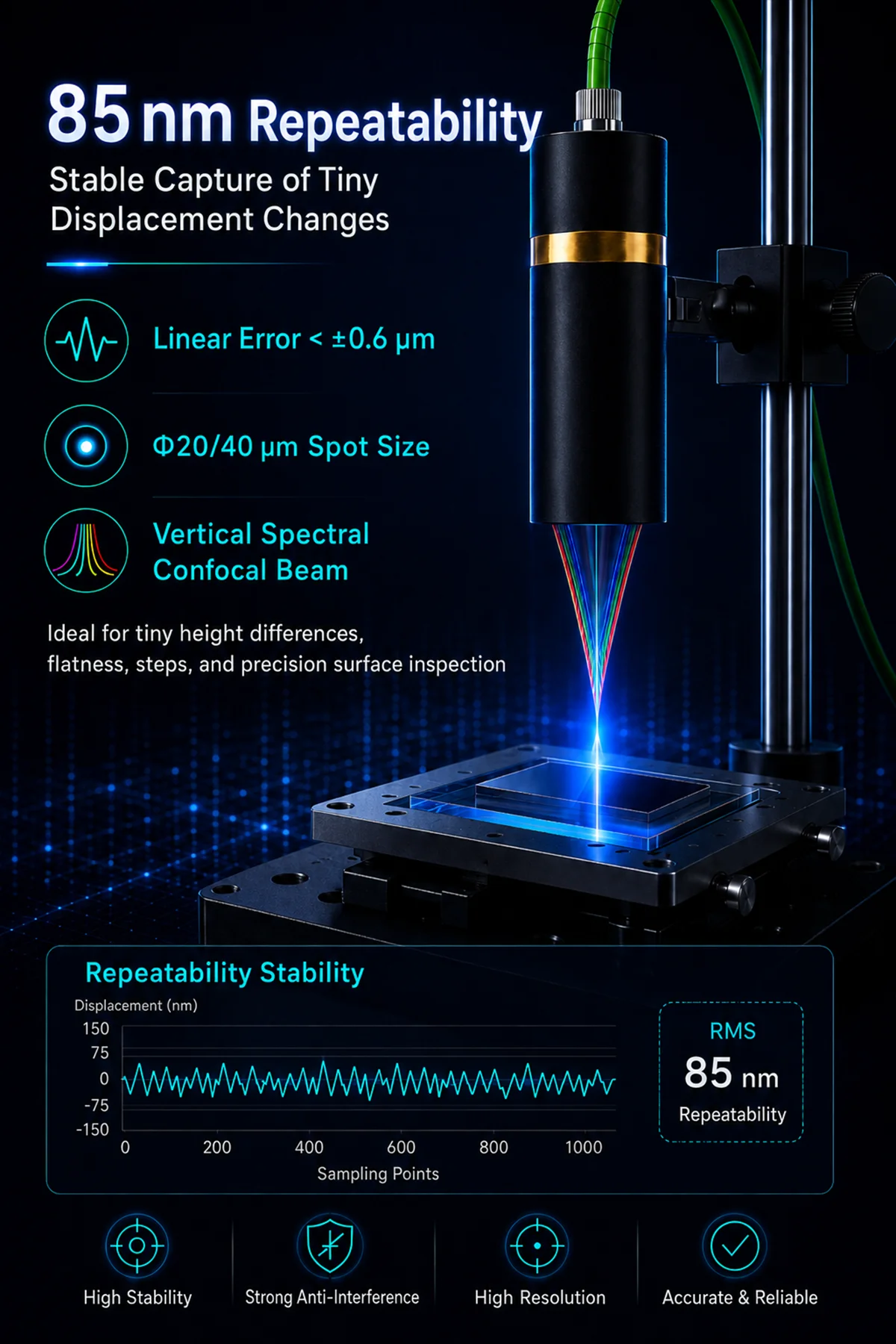 Chromatic confocal sensor technical features