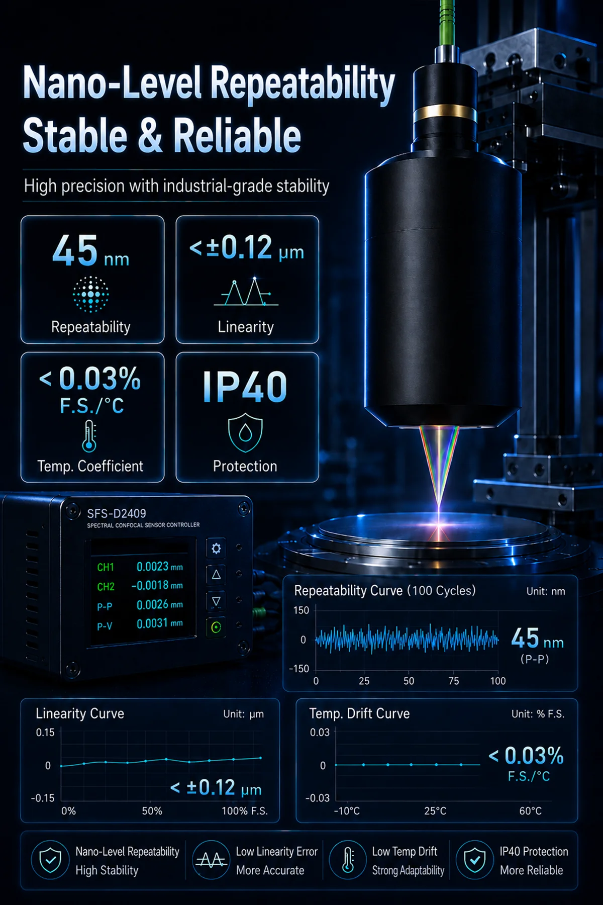 Chromatic confocal sensor technical features