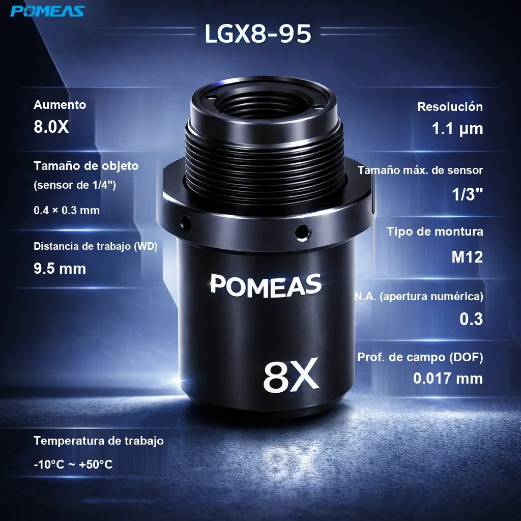 Lente telecéntrica estándar 8.0X, 9.5mm DT