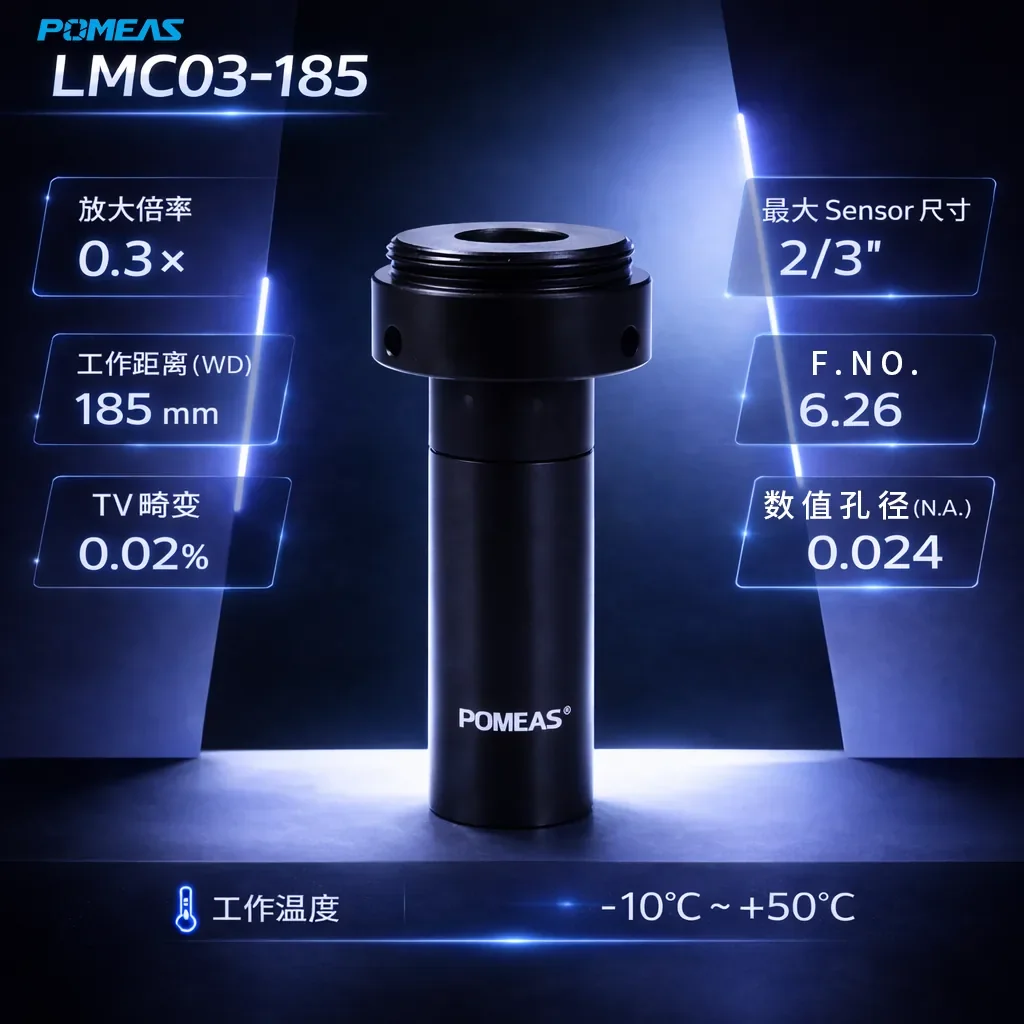 0.3X定倍微距远心镜头 185mm工作距离