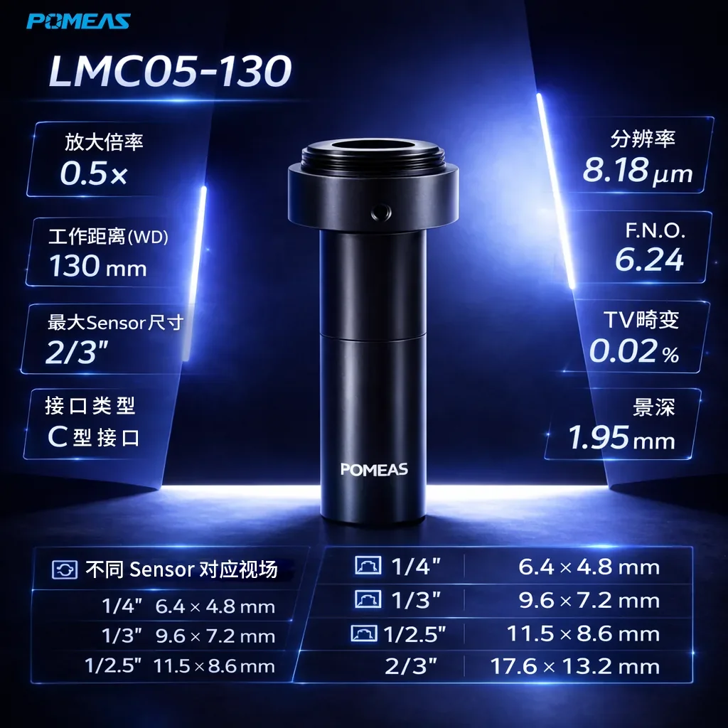 0.5X定倍微距远心镜头 8.18μm