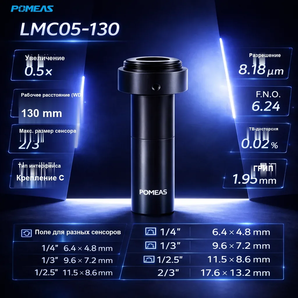 PMS-LMC05-130 Телецентрический макрообъектив с фиксированным увеличением 0.5X, 130mm WD - Технические характеристики