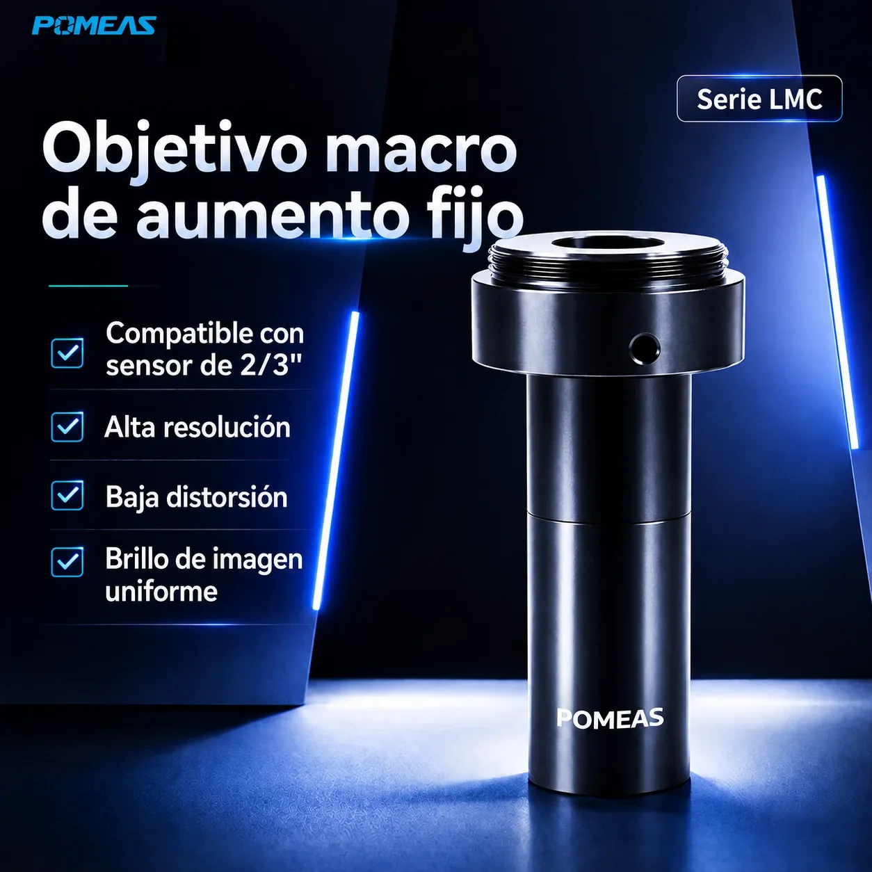 Objetivo macro telecéntrico de aumento fijo 0.5X, 130mm DT