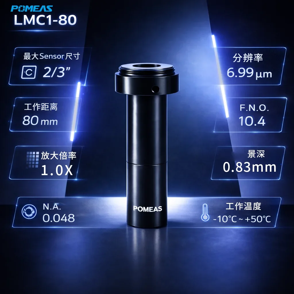 1X定倍微距远心镜头 80mm工作距离