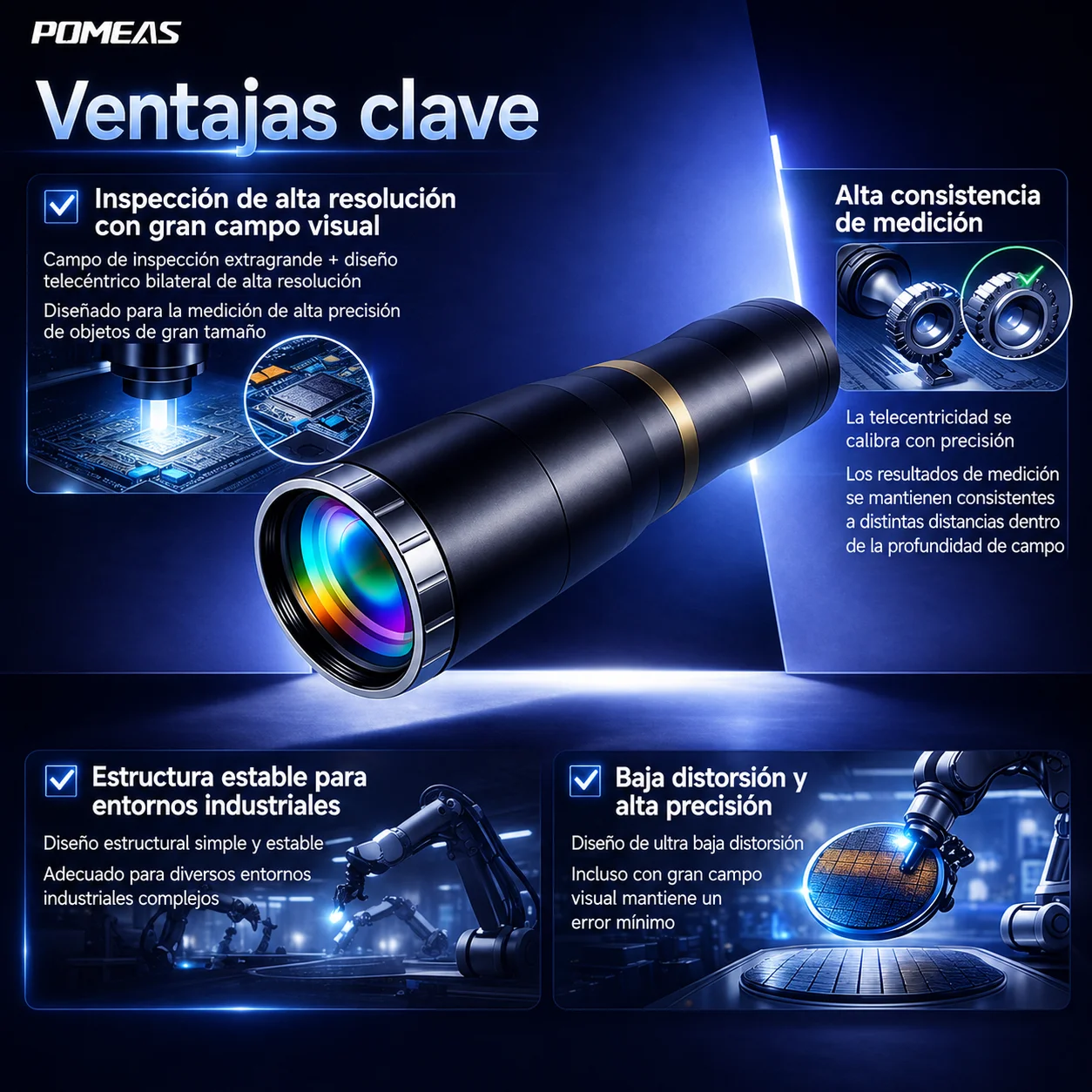 Lente F-Mount para sensores industriales de hasta 35 mm