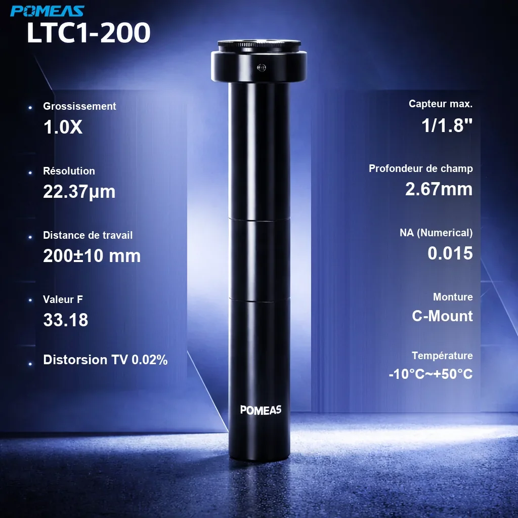 PMS-LTC1-200 Objectif télécentrique standard - Spécifications techniques