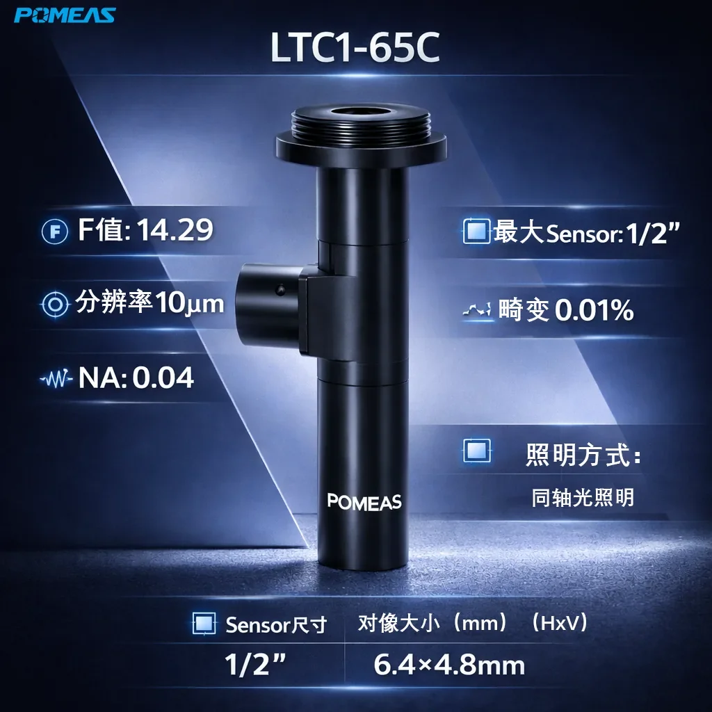 同轴标准远心镜头 1/2英寸 10μm分辨率