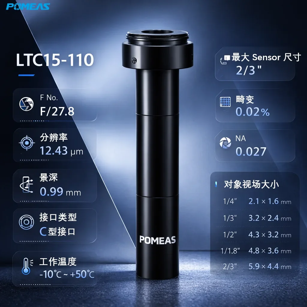 1.5X标准远心镜头 2/3英寸 12.43μm分辨率