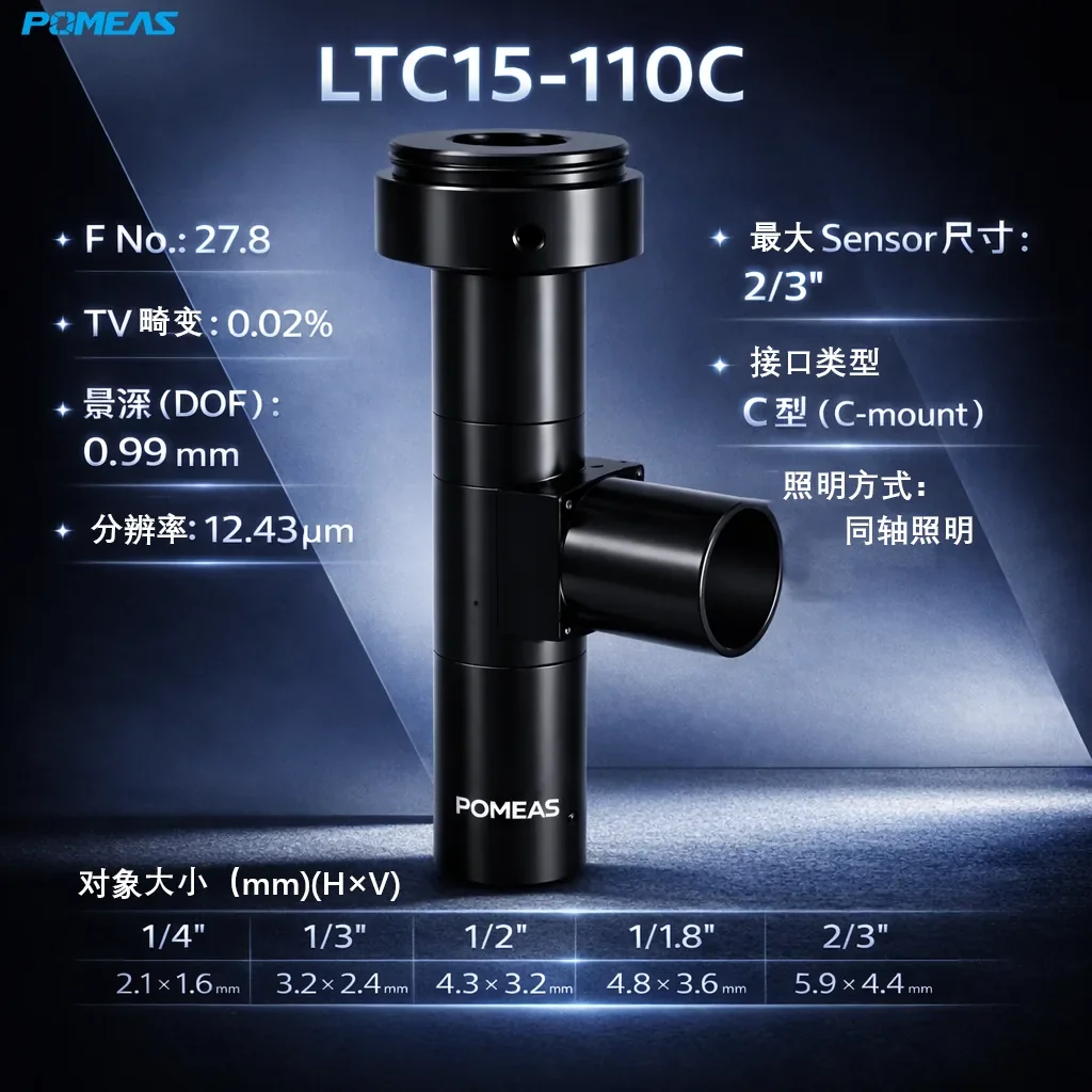 同轴1.5X标准远心镜头 2/3英寸 12.43μm分辨率