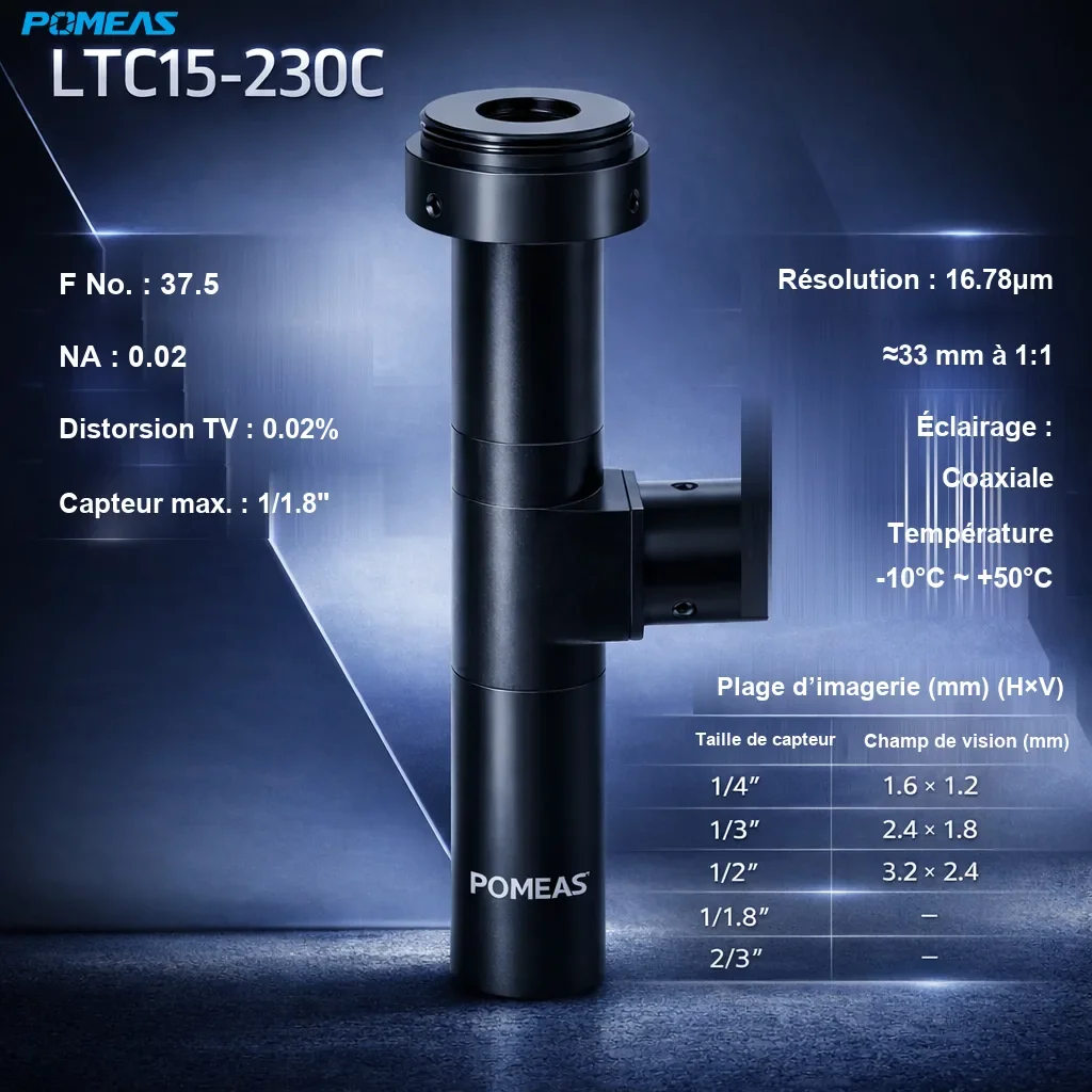 PMS-LTC15-230C Objectif télécentrique standard - Spécifications techniques