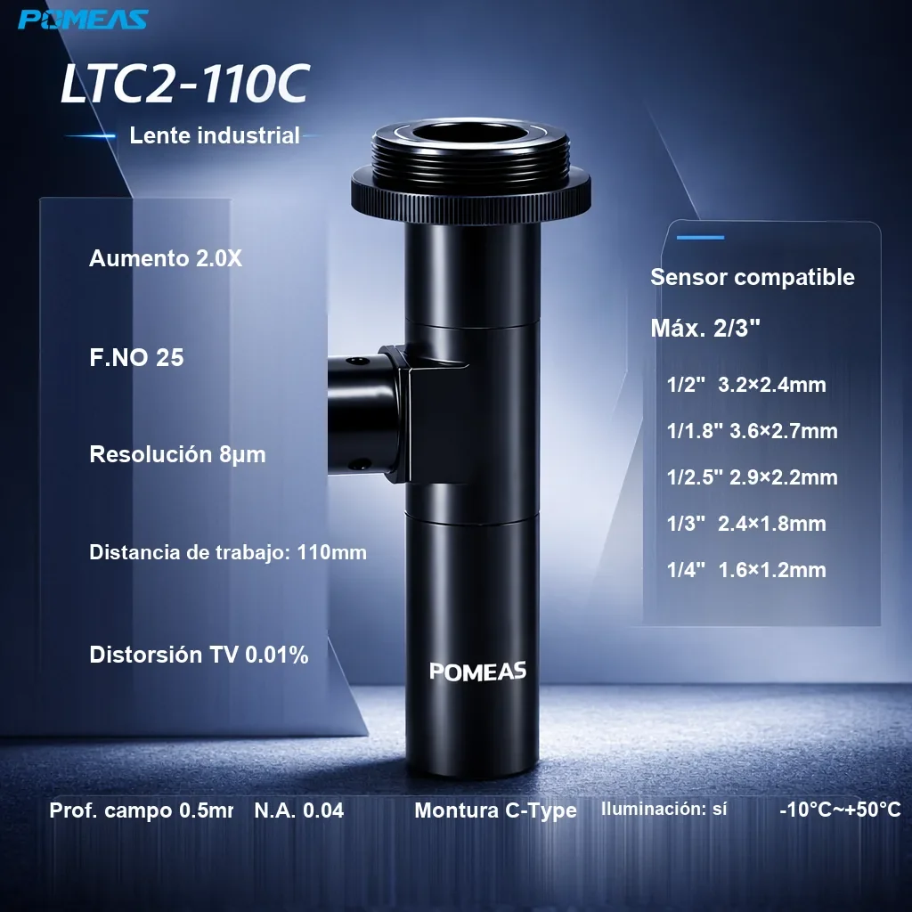 Lente telecéntrica coaxial estándar 2.0X, 110mm DT