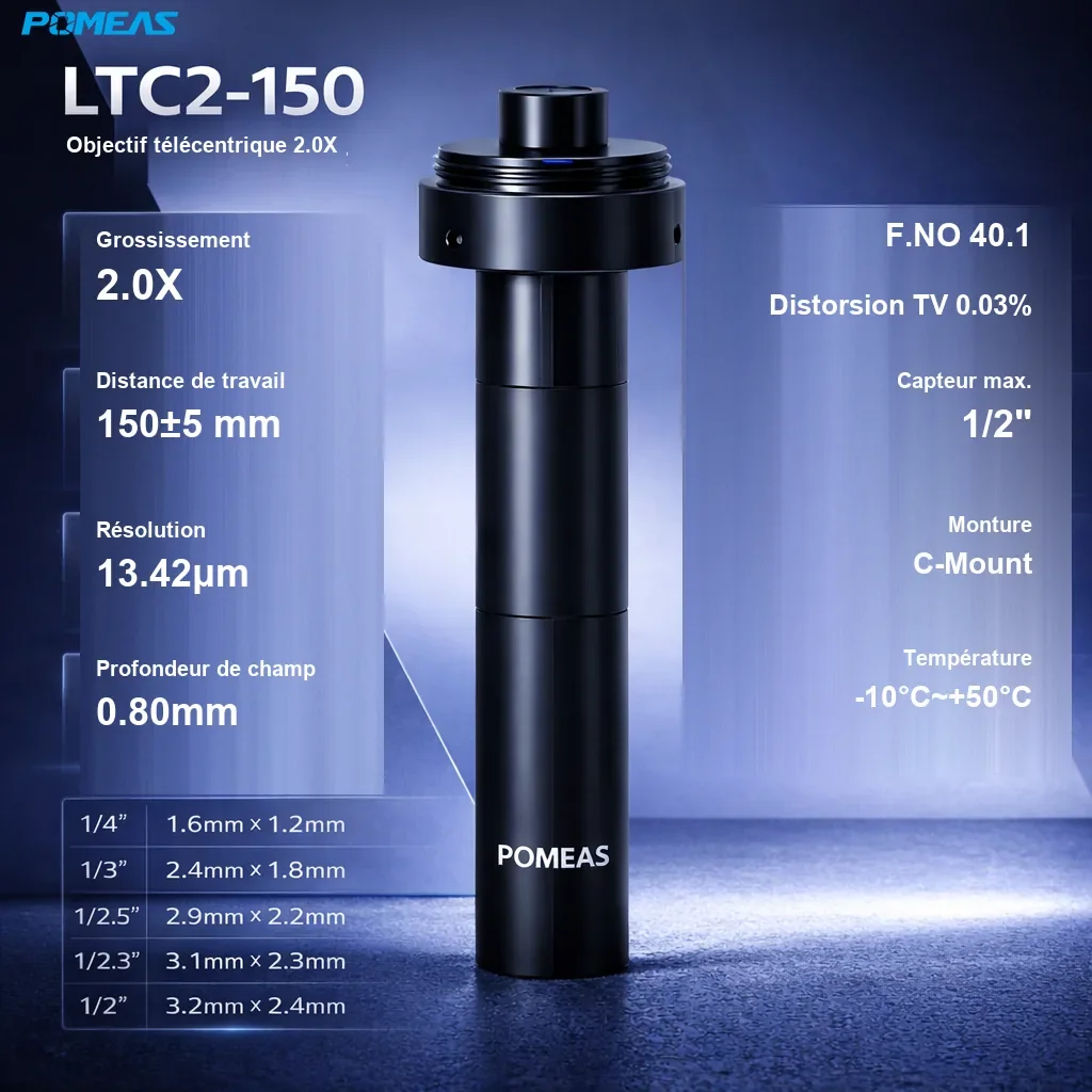 Objectif télécentrique standard 2.0X, 150mm DT