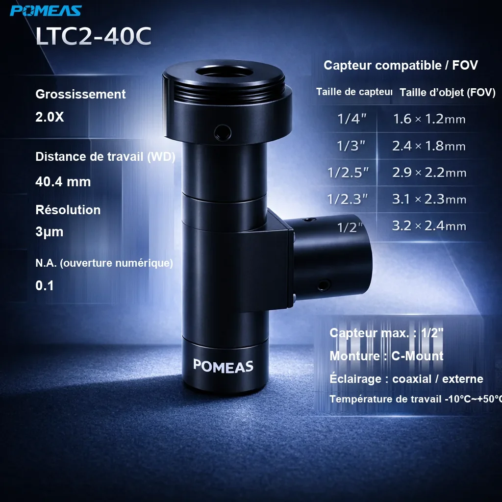 PMS-LTC2-40C Objectif télécentrique standard - Spécifications techniques
