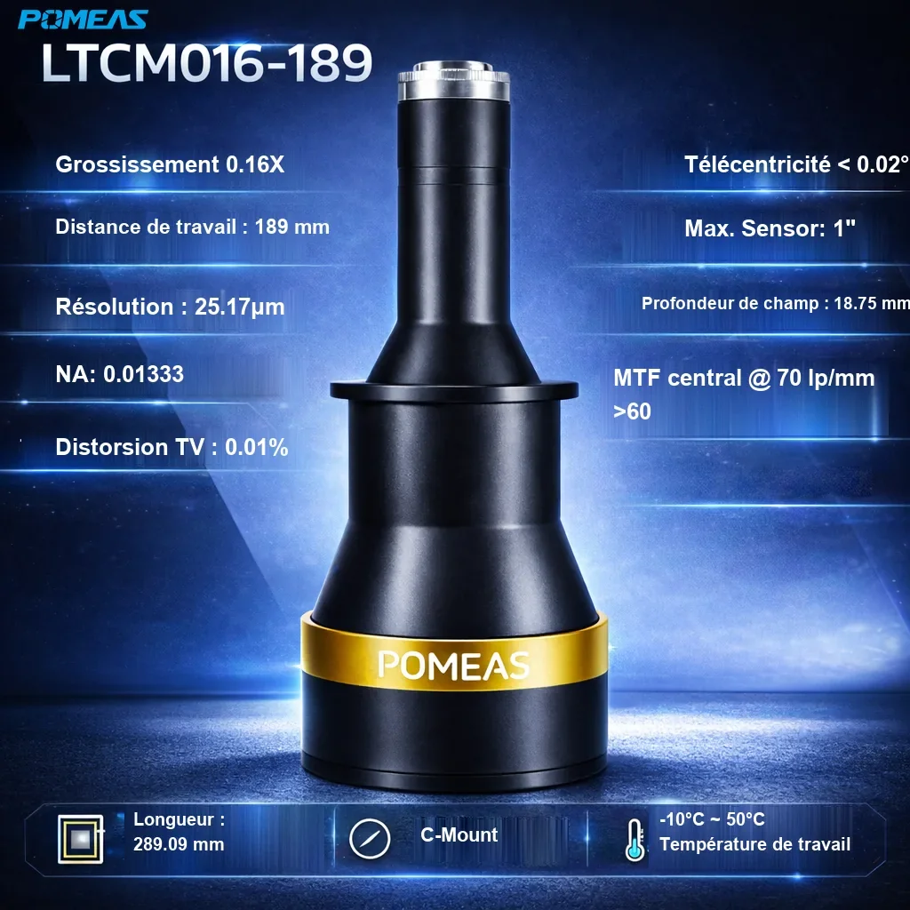 PMS-LTCM016-189 Objectif télécentrique haute résolution - Spécifications techniques
