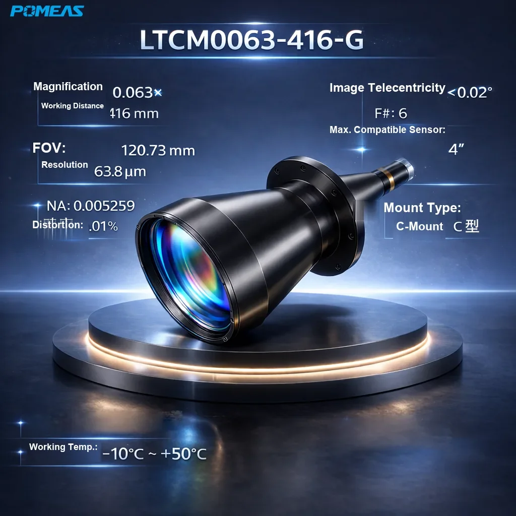PMS-LTCM0063-416-G 0.063X High-Resolution Telecentric Lens, 416mm WD - Specifications