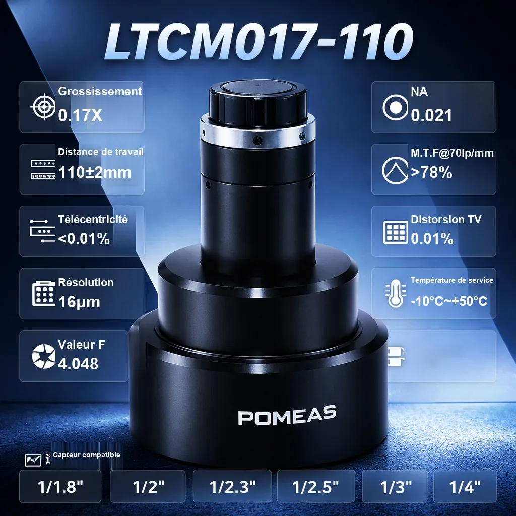 Objectif télécentrique haute résolution 0.7X, 110mm DT