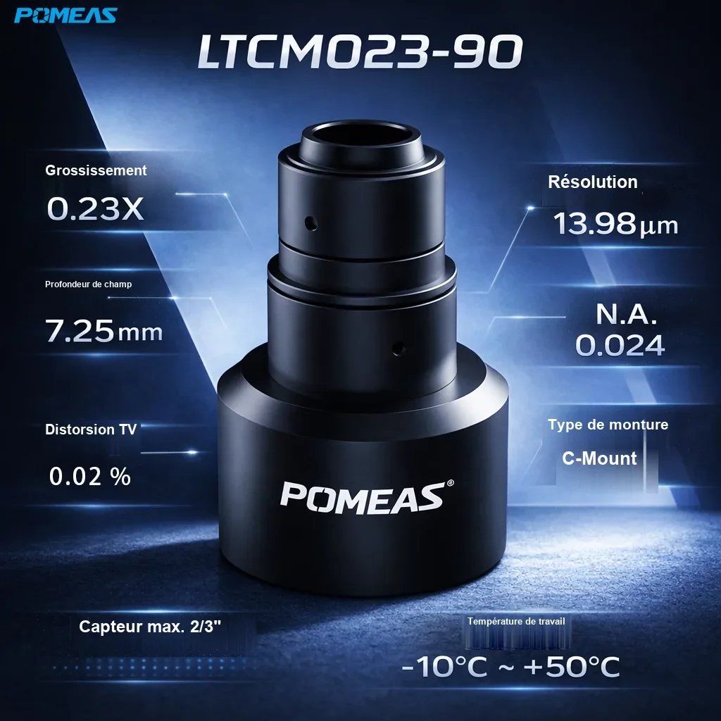 PMS-LTCM023-90 Objectif télécentrique haute résolution 0.23X, 90mm DT - Spécifications techniques