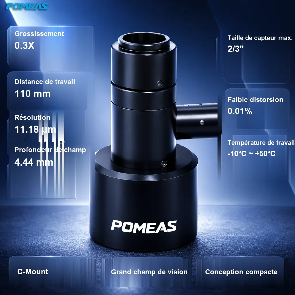 PMS-LTCM03-110-C Objectif télécentrique coaxial haute résolution 0.3X, 110mm DT - Spécifications techniques