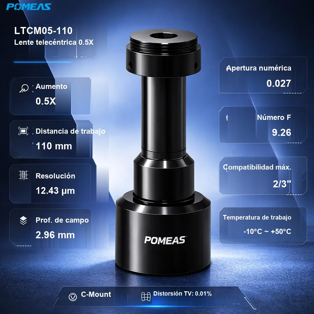 Lente telecéntrica de alta resolución 0.5X, 110mm DT