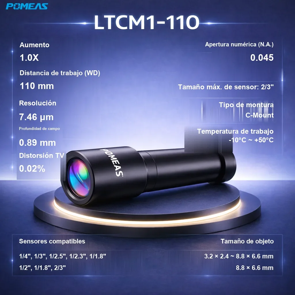 Lente telecéntrica de alta resolución 1.0X, 110mm DT