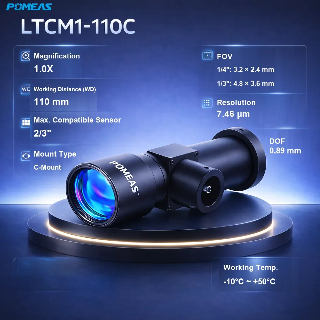 PMS-LTCM1-110C High-Resolution Coaxial Telecentric Lens - Specifications