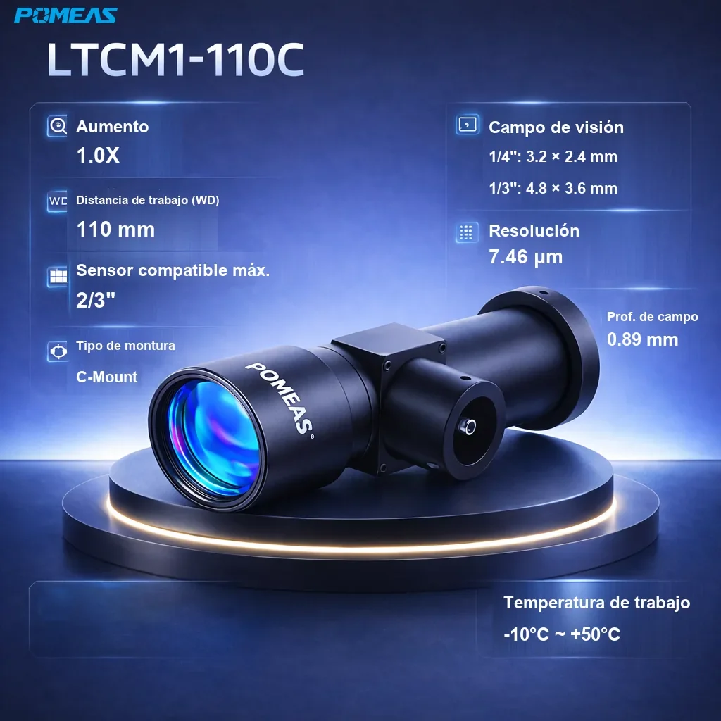 Lente telecéntrica coaxial de alta resolución 1.0X, 110mm DT