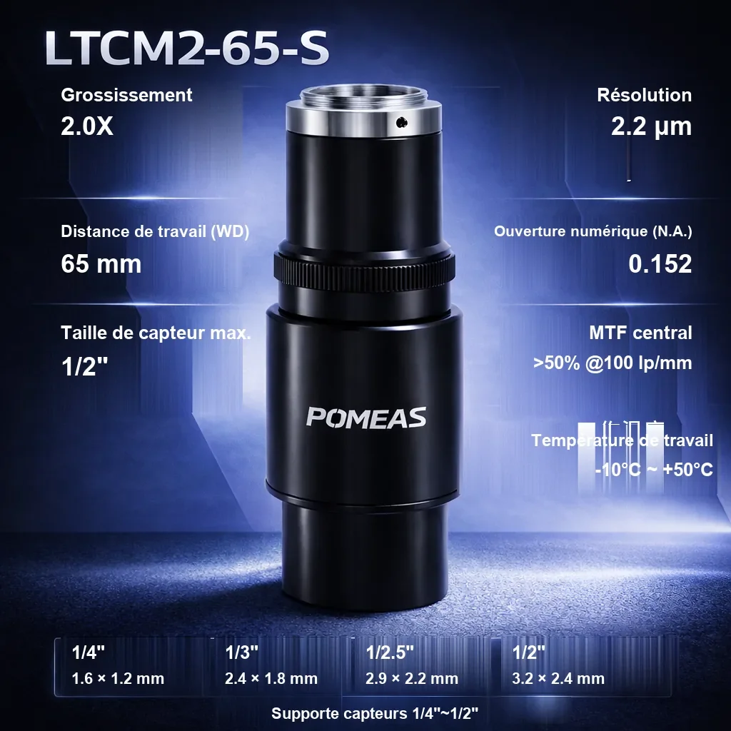 PMS-LTCM2-65-S Objectif télécentrique haute résolution 2.0X, 65mm DT - Spécifications techniques
