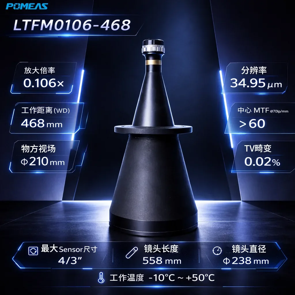0.106X F卡口双远心镜头 468mm工作距离