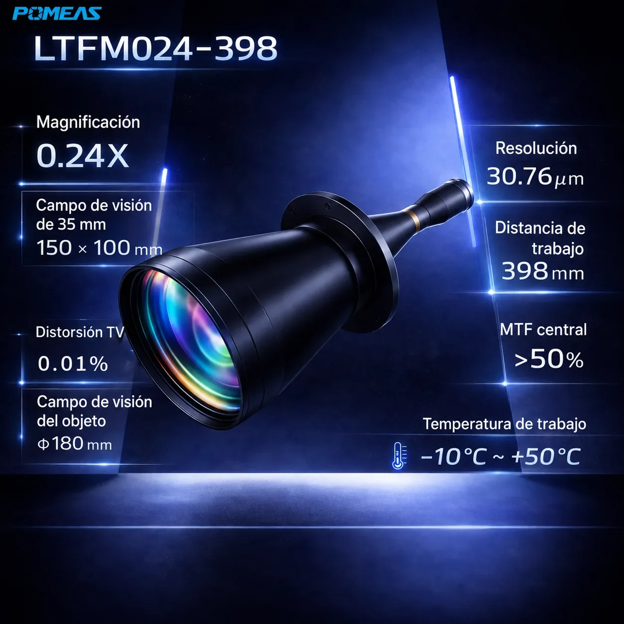 Objetivo doble telecéntrico F 0.24X, 398mm DT