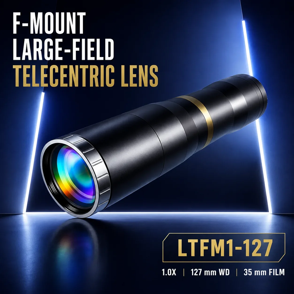 PMS-LTFM1-127 1X F-Mount Double Telecentric Lens, 127mm WD