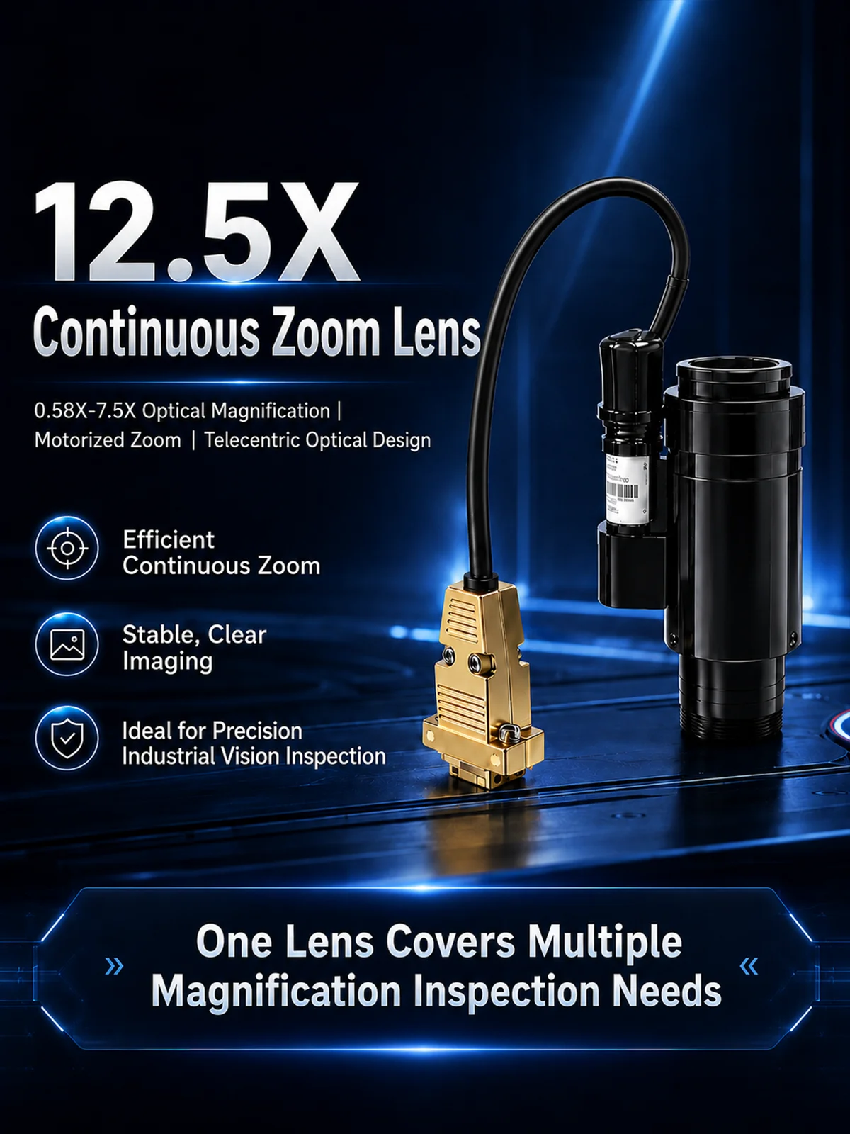 POMEAS 14X zoom lens with coaxial illumination