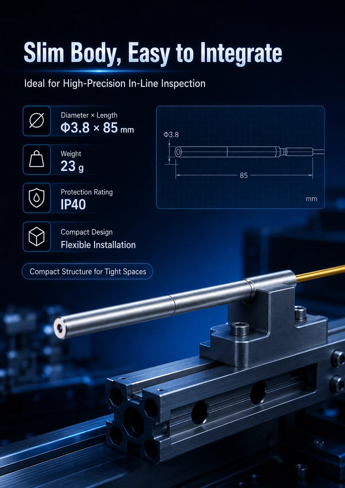 Industrial non-contact measurement sensor probe
