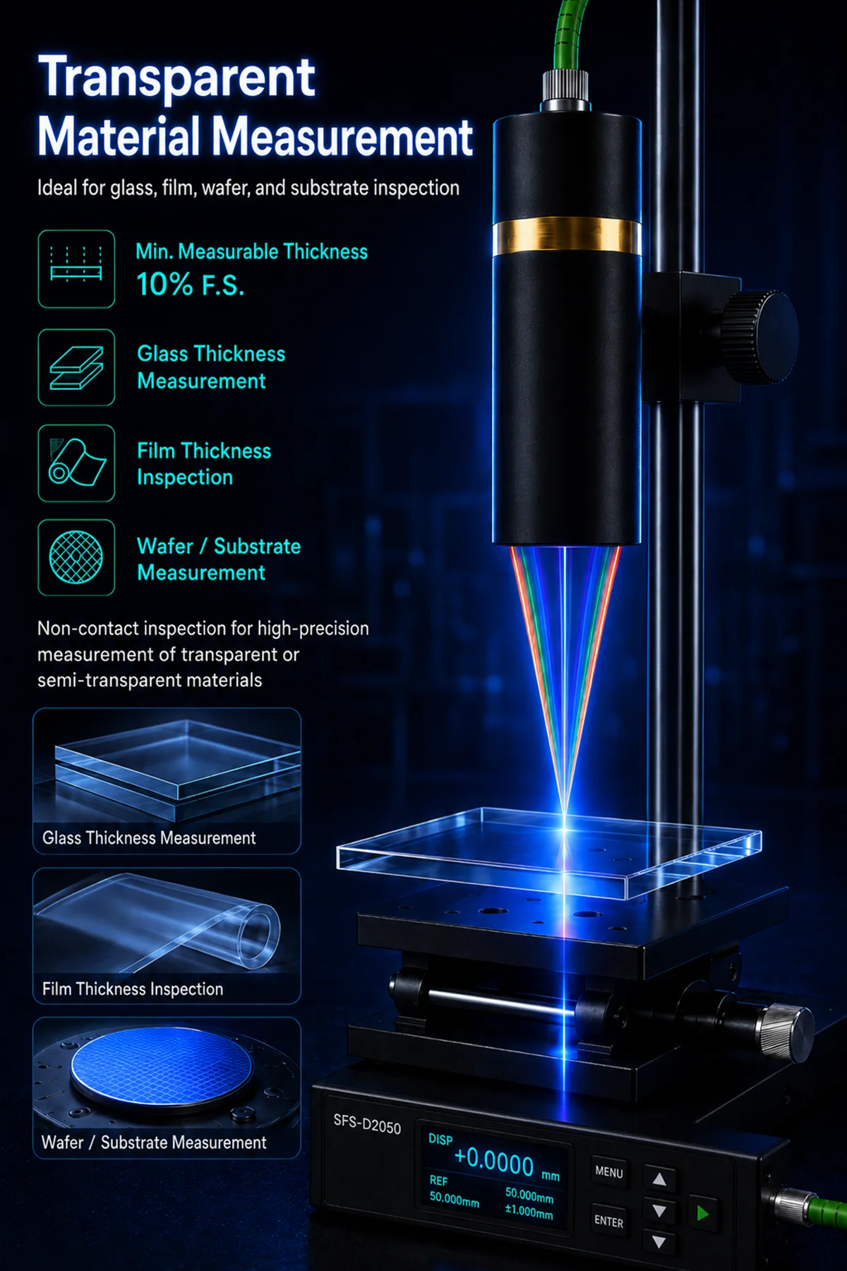 85 nm confocal displacement sensor measurement performance
