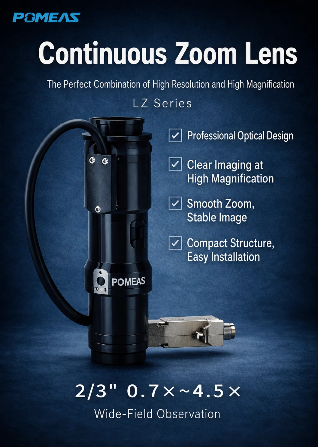 6.5X Zoom Lens with 3mm Fine Focus | 0.7X–4.5X, 2/3, WD 87mm