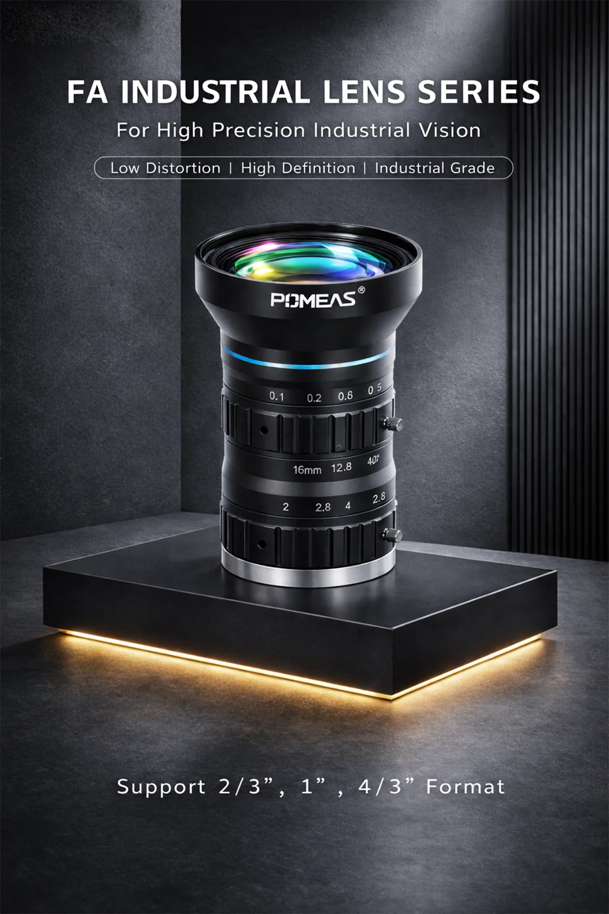 12mm 4/3-Inch 20MP C-Mount Machine Vision Lens | POMEAS