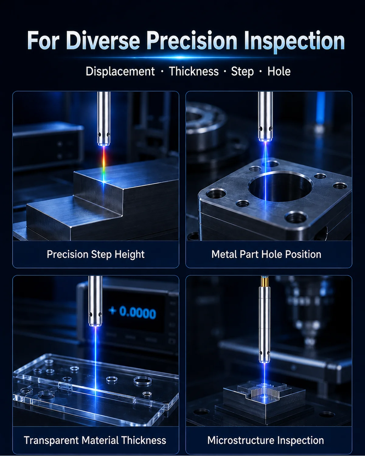 High precision optical displacement measurement sensor